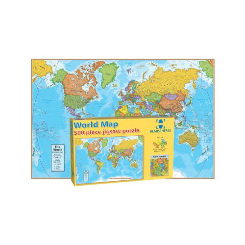 Round World Products World Map 500 Piece Puzzle (Set Of 3)