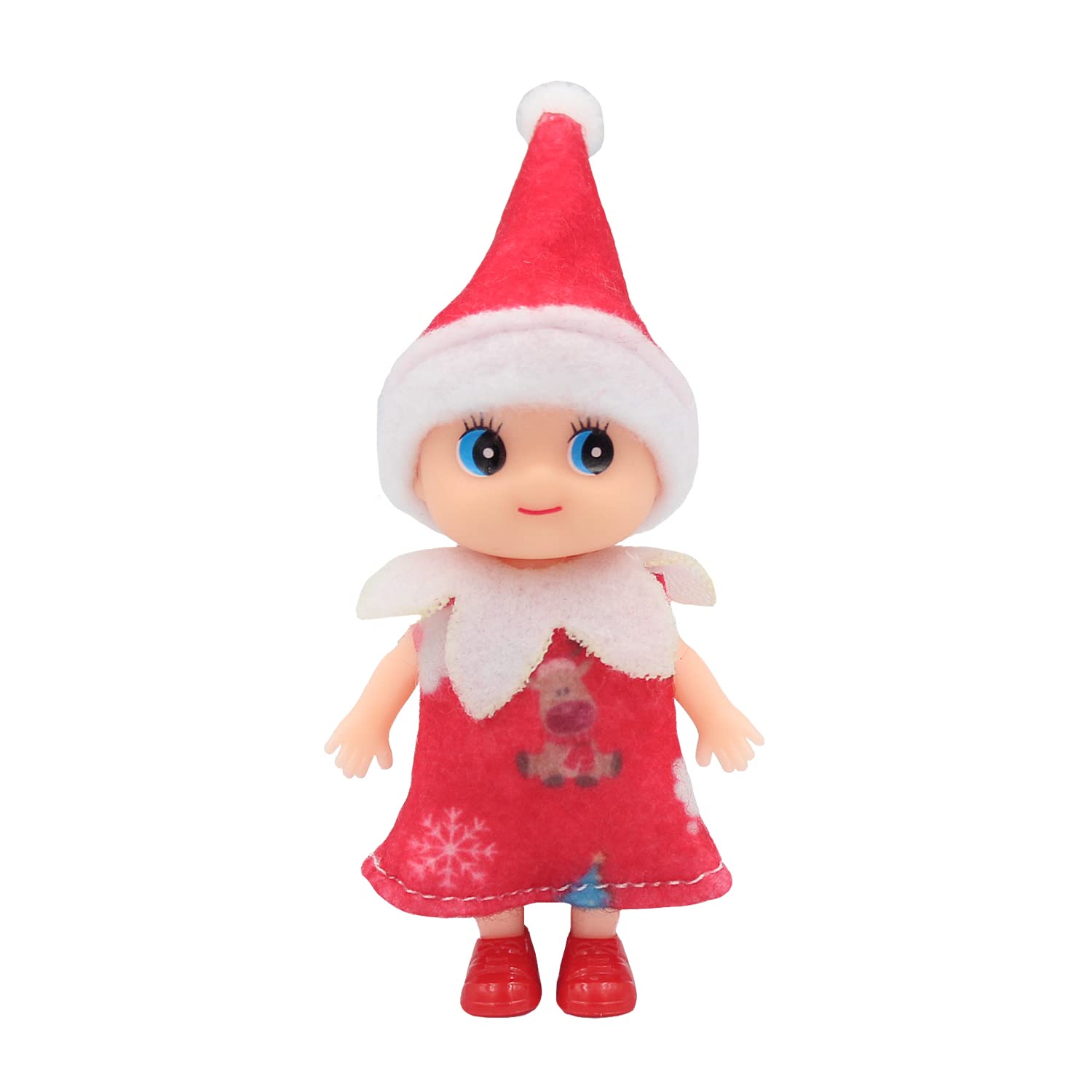 WULEEUPER Tiny Baby Elf Dolls | Christmas Miniature Elf Decoration | Newborn Gift | Baby Grow Girl and Boy Dolls (Red Dress)