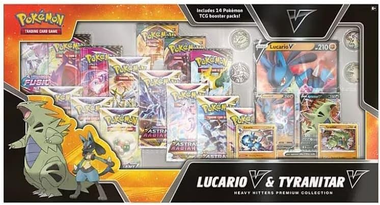 Pokémon TCG Heavy Hitters Premium Collection Box - Blue & Green, Cardboard, 10"x7"x2"