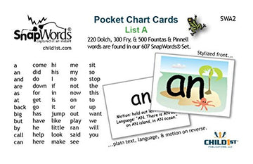 Snapwords List A Pocket Chart Cards Sight Words Flash Cards
