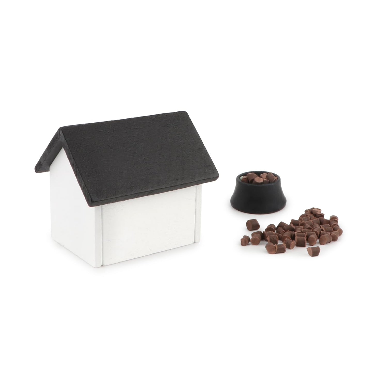 Miniature Dog House With Dog Bowl & Dog Food 1:12 Scale Dollhouse Furniture Accessories Wooden Pet House Set Garden Scene Decora