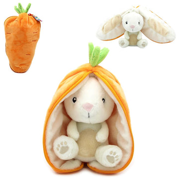 Les D  Glingos Flipetz Gadget The Rabbit Plushie - Reversible Carrot To Rabbit 2-In-1 Soft Toy - 11 Inch Kids Transforming Plush
