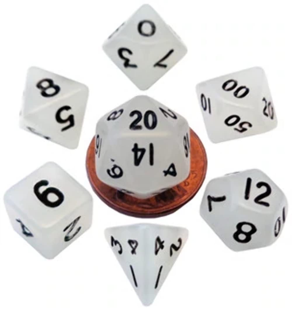 7-Set Mini: 10Mm: Glow Cl W/Bk Numbers