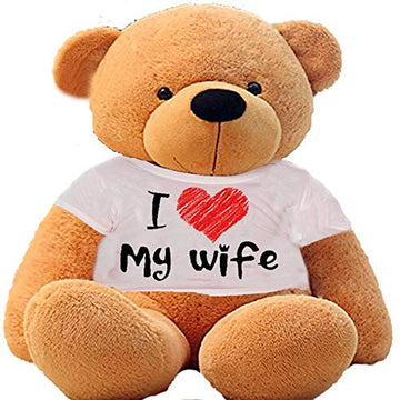 Click4Deal Big Teddy Bear 6 Feet Long Wearing A I Love You My Wifet-Shirt ( Bear 180 Cm ) With Free Heart Shape Pillow Brown