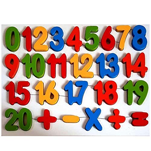 Fi  Flick In Wooden 3D Number Shape Educational Learning Digital 020 Puzzle Board Tray Games Toy For Kids (Multicolored)