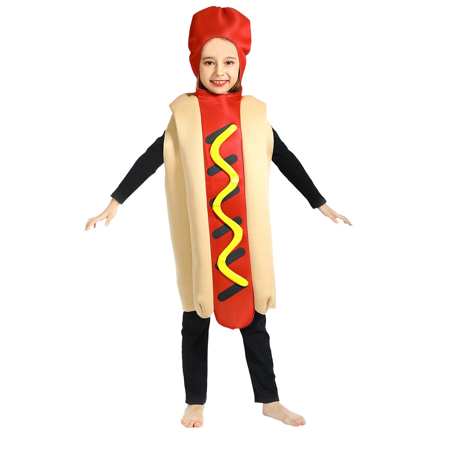 Rabtero Children Hot Dog Costume, Kids Halloween Costume Hotdog Dress Up, Christmas Carnival Hotdog Costume For Kids 6-8 Years