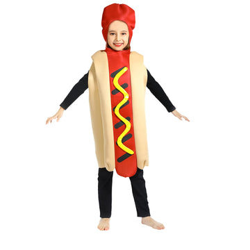 Rabtero Children Hot Dog Costume, Kids Halloween Costume Hotdog Dress Up, Christmas Carnival Hotdog Costume For Kids 6-8 Years