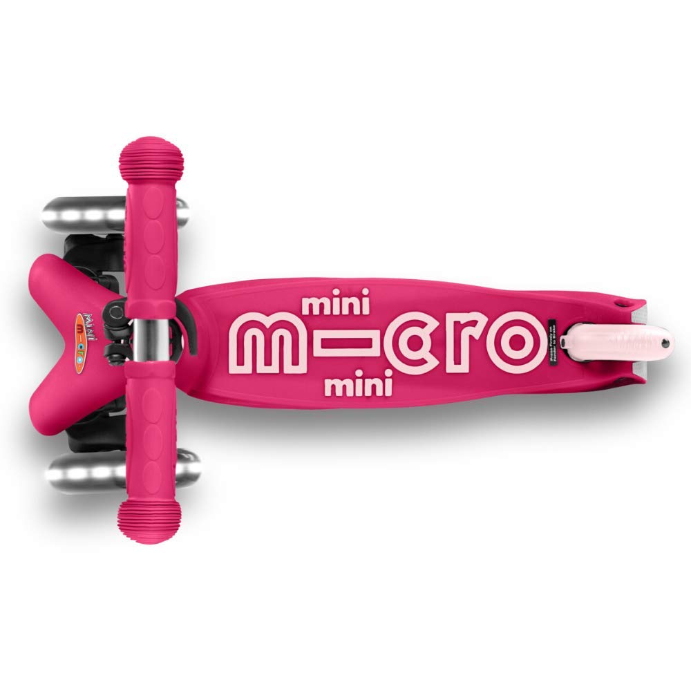 Micro Mini Deluxe LED Scooter, Pink, 2-5 Years, 48-68 cm Height, ABEC9 Bearings, Non-Slip Platform, Model MMD075