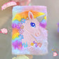 YOYTOO Unicorn Diary for Girls with Lock and Keys, Plush Unicorn Journal Notebook for Kids, Secret Lock Diary with 160 Lined Pag