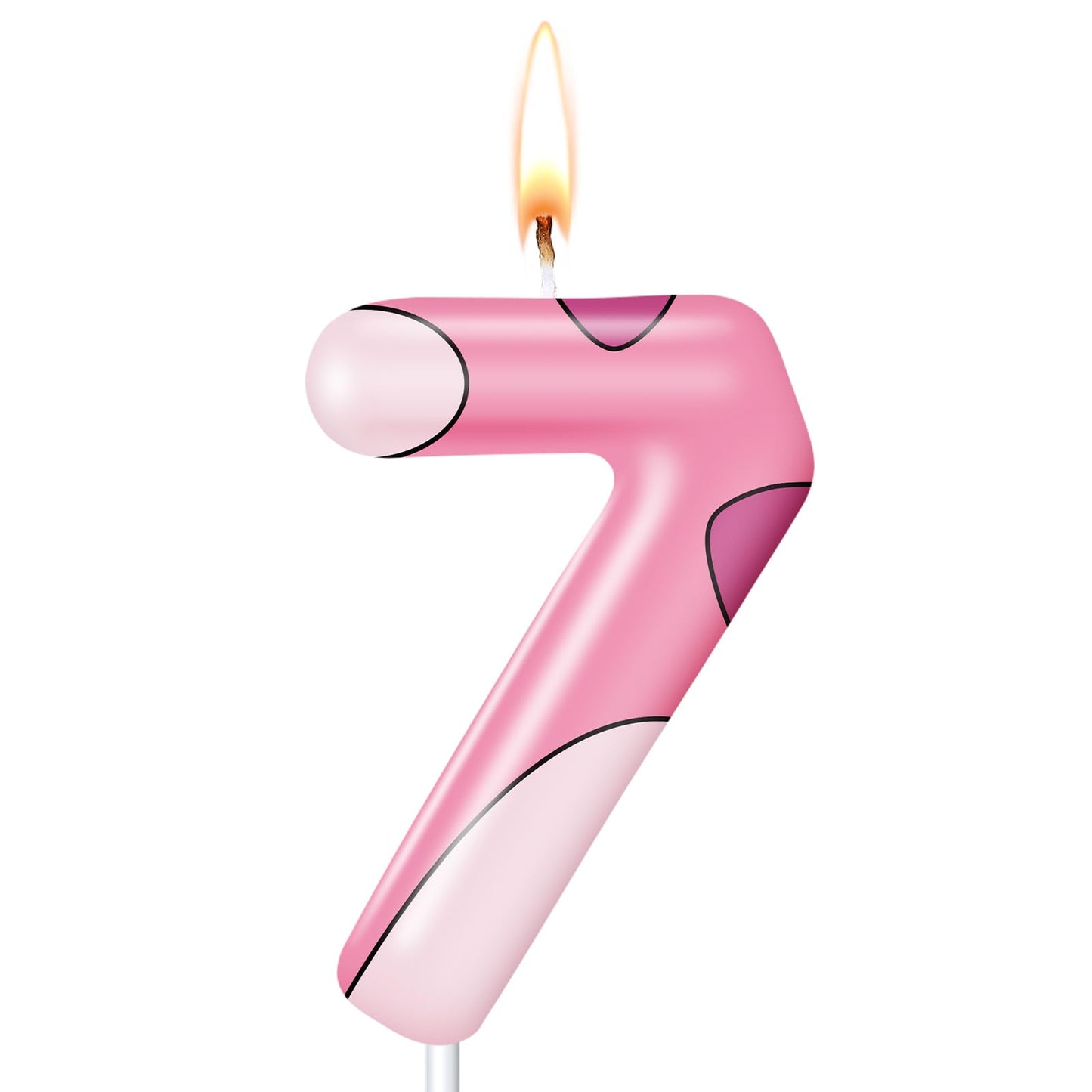 MTLEE Cartoon Candle Birthday Cake Cupcake Topper for Birthday Decorations Hawaii Party Supplies(Pink, 7)