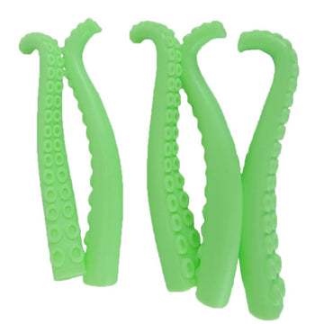 5 Silicone Finger Tentacle Puppets Green