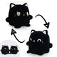 TeeTurtle - Plushmates - Magnetic Reversible Plushies that hold hands when happy - Black Cat - Huggable and Soft Sensory Fidget