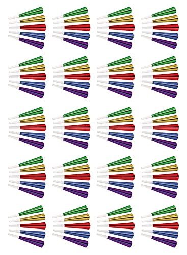 Beistle 100 Piece Happy New Year   S Eve Party Favors Horns Birthday Noise Makers, 9''