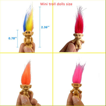 Yintlilocn 20Pcs Mini Troll Dolls, Pvc Vintage Trolls Lucky Doll Mini Action Figures 1.2' Cake Toppers Chromatic Adorable Cute Little Guys Collection, School Project, Arts Crafts, Party Favors