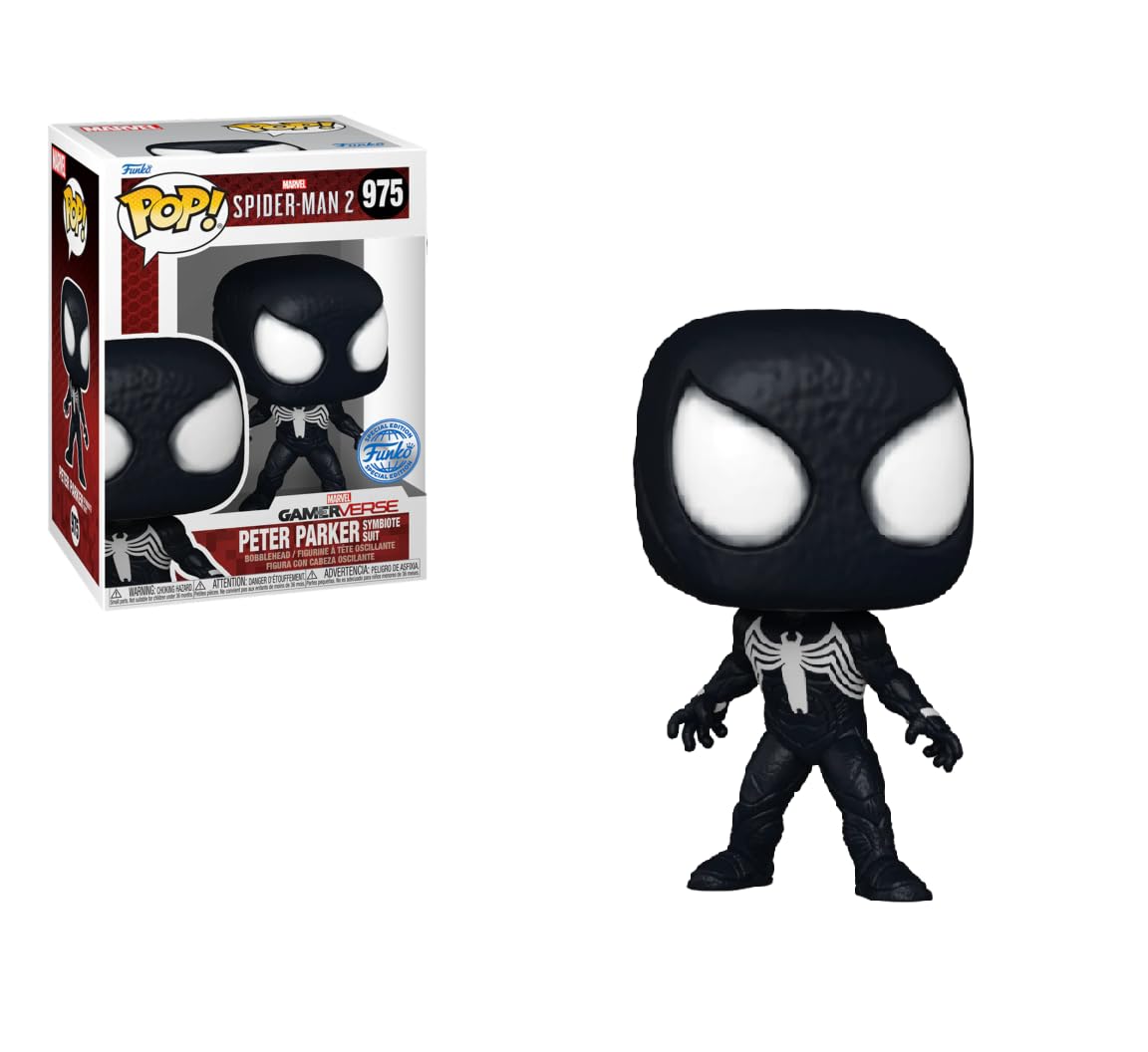 Funko Spider-Man 2 Gamerverse Peter Parker Symbiote Suit 975 Exclusive Pop Bobblehead Figure, Standard, Black