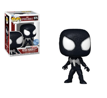 Funko Pop Spider-Man 2 Peter Parker Symbiote Suit 975 Exclusive Bobblehead Figure, Standard Size, Black, Resin