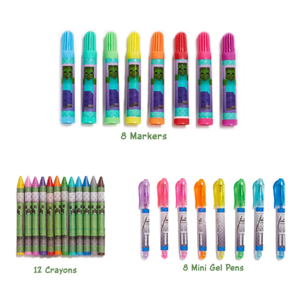 Minecraft Kids Deluxe Activity Set With Carrying Tin, Coloring Sheets, Tattoos, Stickers, & Art Supplies