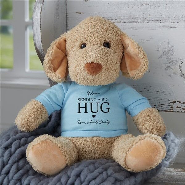 Personalization Universe Sending Hugs Personalized Plush Dog Stuffed Animal, Valentine's Day Gift, Customizedwith Name, Soft Fur