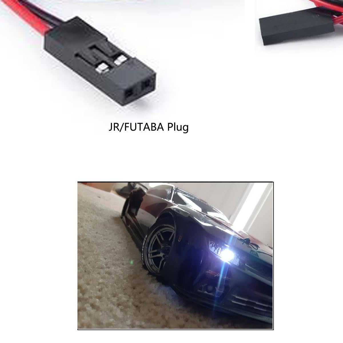 2Pcs 2 LEDs RC Car Light Headlights Taillight Kit Accessories for SCX10 D90 TRX4 SCX10 Truck Tank Crawler(2 Red +2 White)