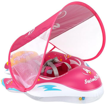 Swimbobo Baby Pool Float Inflatable Spaceship Infant Swim Float with Cloth Safety Seat Pool Toys for Kids 6-36 Months(Red  Large)