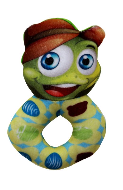 Dtr Creation Soft Plush Frog Rattle Junjuna Toy ? RingShaped Animal Baby Rattle For Newborns & Infants ? Colorful, Lightweight 