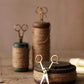 Set Of Three Wooden Spools With Jute Twine And Scissors