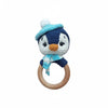 Sycamore East Crochet Baby Teether Combo (Bunny & Bear) - Soft Handmade Cotton Rattle Toy With Wooden Ring For Infants - Penguin