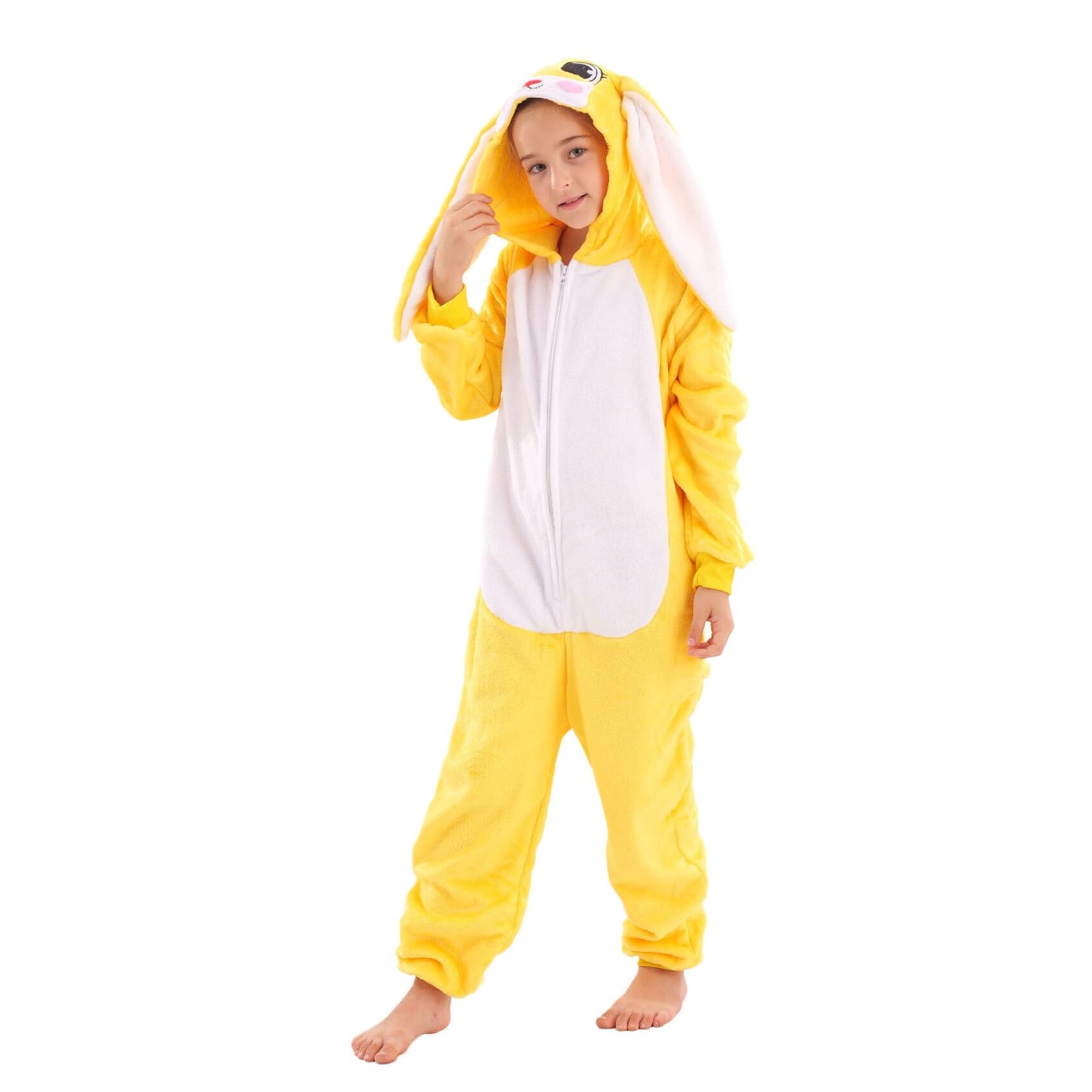 TYONMUJO Animal Onesie Costume for Kids Halloween Costumes for Girls Boys Cosplay Outfit Rabbit Bunny Yellow 110