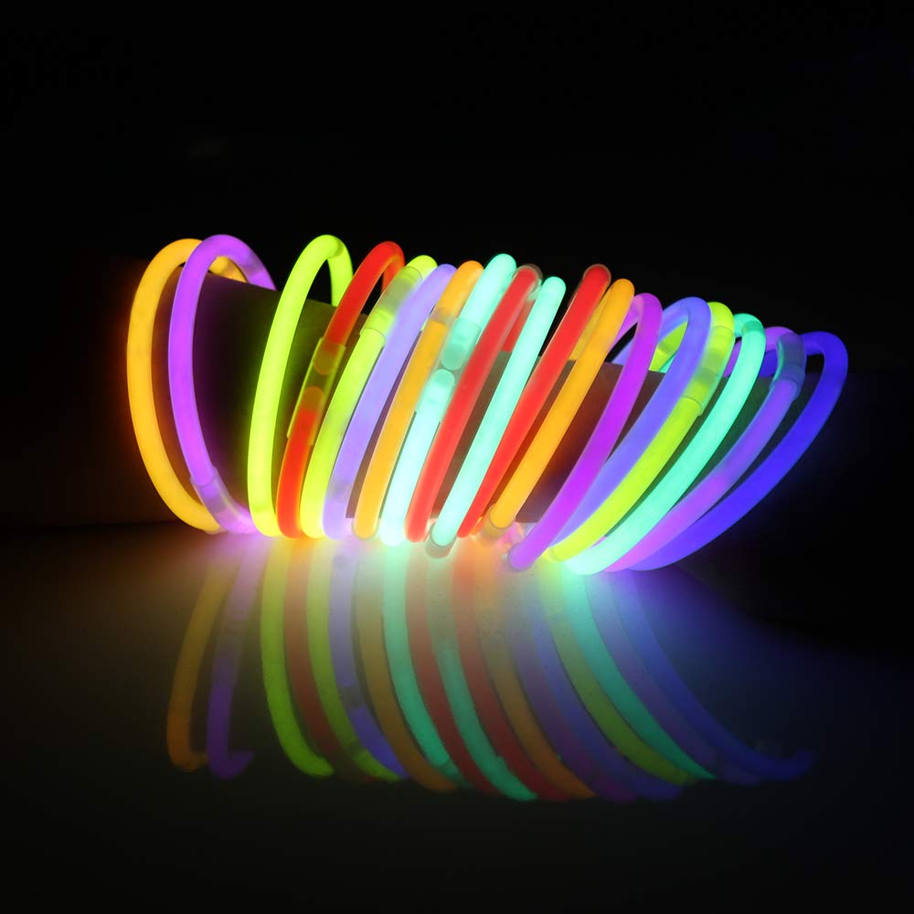 Joyin 400 Pcs 8' Glowsticks, Bracelets Necklaces, Glow In The Dark Party Favors, Easter, Christmas, Halloween Supplies Pack, Football Party Supplies
