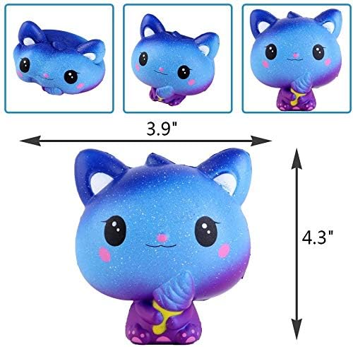 Anboor 3.9 Inches Squishies Cat Galaxy Ice Cream Kawaii Soft Slow Rising Scented Animal Squishies Stress Relief Kid Toys Collect