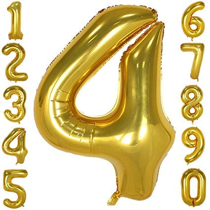 Partyballoons HK 36 inch Gold Number foil Balloons for Birthday Decorations(Pack of 1) (4 Number)