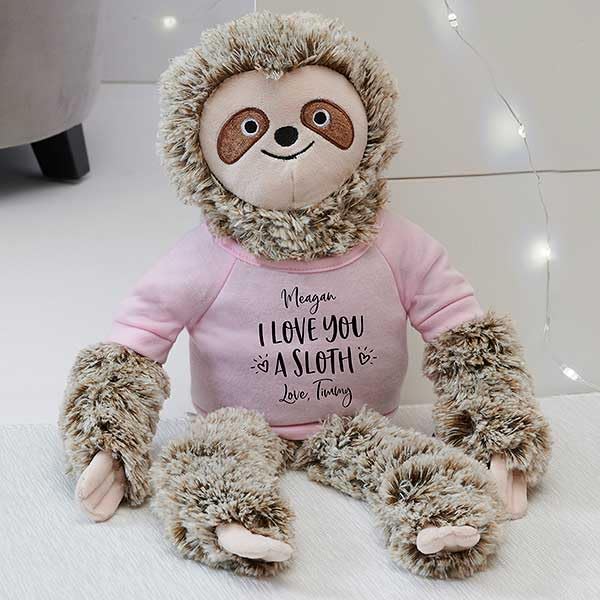 Personalization Universe ''I Love You A Sloth Plush Sloth Stuffed Animal, Customizable with Name and Sentiment, Punny Valentine'