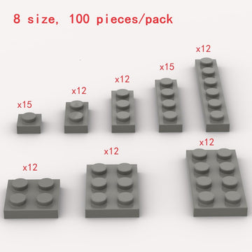 Classic Building Plate Assortment Pack, 100Pcs Dark Gray Bulk Plates With 8 Size Building Plate Base Plate, Compatible With Lego