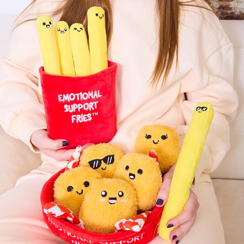 WHAT DO YOU MEME? Emotional Support Fries Plushies Set - 5 Cuddly Toys in Yellow, Red, White, Black - One Size, Model ESF504