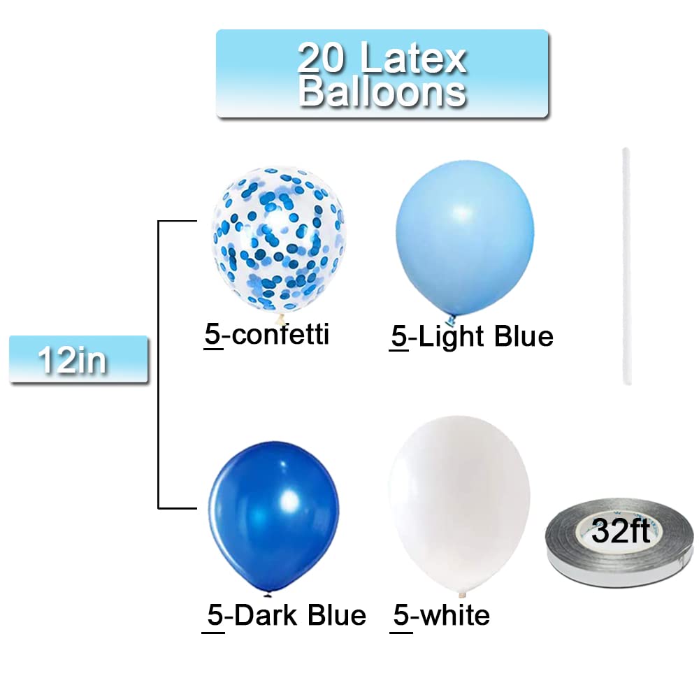 Silver One Balloon For First Birthday 22Pcs, Number 1 Balloon, 40 Inch Silver One Balloon With Blue White Balloons For First Birthday, Boy 1St Birthday Balloons, Large Big Silver 1 Balloon