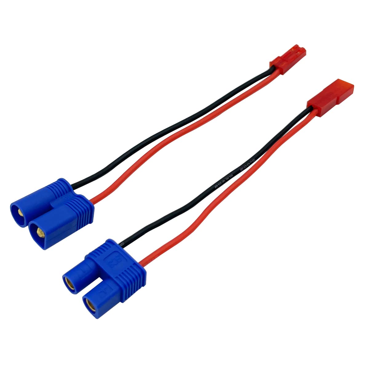 2pairs JST to EC3 Male Female Lipo Battery Connectors Adapter with 10cm 20awg Wire for RC FPV Racing Drone Multicopter Quadcopte
