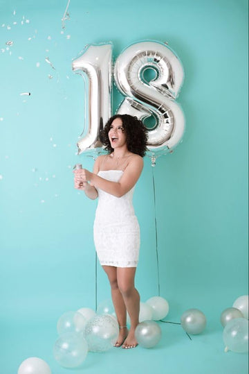 18 Balloon Number, Silver Number 18Th Birthday Balloons 40 Inch, 18 Years Old Silver Birthday Decorations For Boys Girls, 18Th A