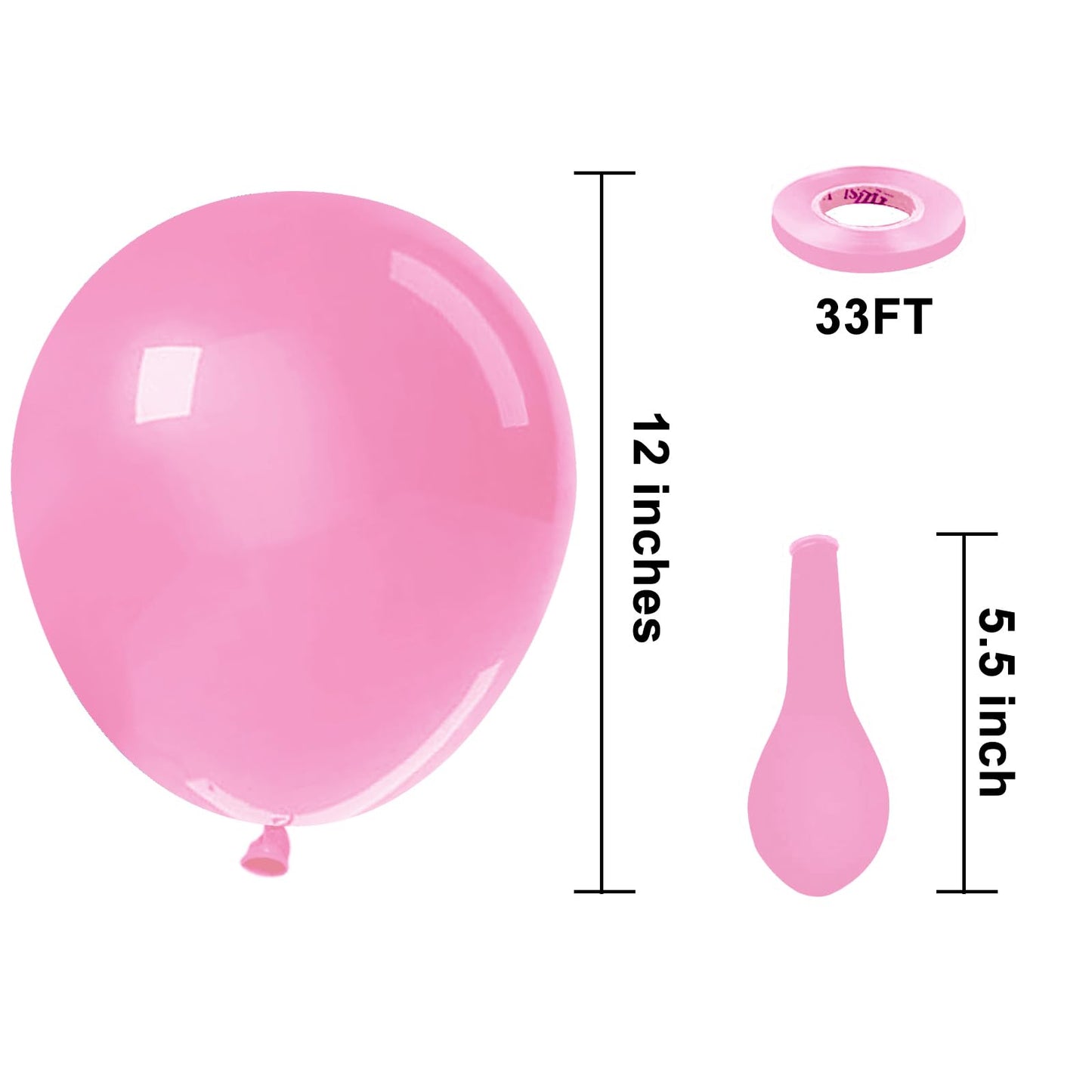 Kbzvnaf Pink Balloons Latex Party Balloons - 50 Pack 12 Inch Helium Matte Pink Balloons For Birthday Wedding Baby Shower Gender