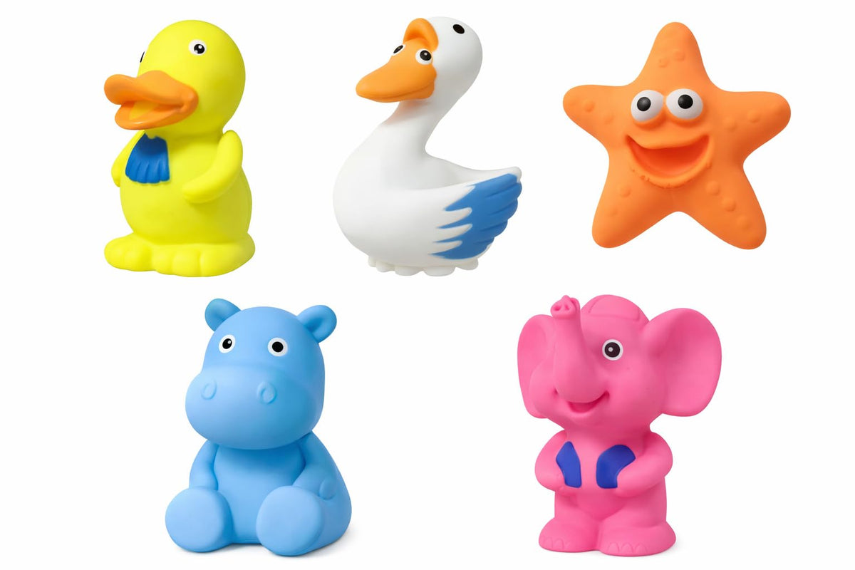 Bath Toys For Babies & Toddlers (6 Pieces) | Soft Squeezy Floating Bath Toy Set | Colorful Animal Water Toys For Kids | BpaFree