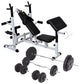 vidaXL All-in-one Weight Bench with Set Rack, Barbell, Dumbbell, Adjustable Settings, Muscle Group Workout, Sturdy Steel Constru