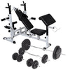 vidaXL All-in-one Weight Bench with Set Rack, Barbell, Dumbbell, Adjustable Settings, Muscle Group Workout, Sturdy Steel Constru