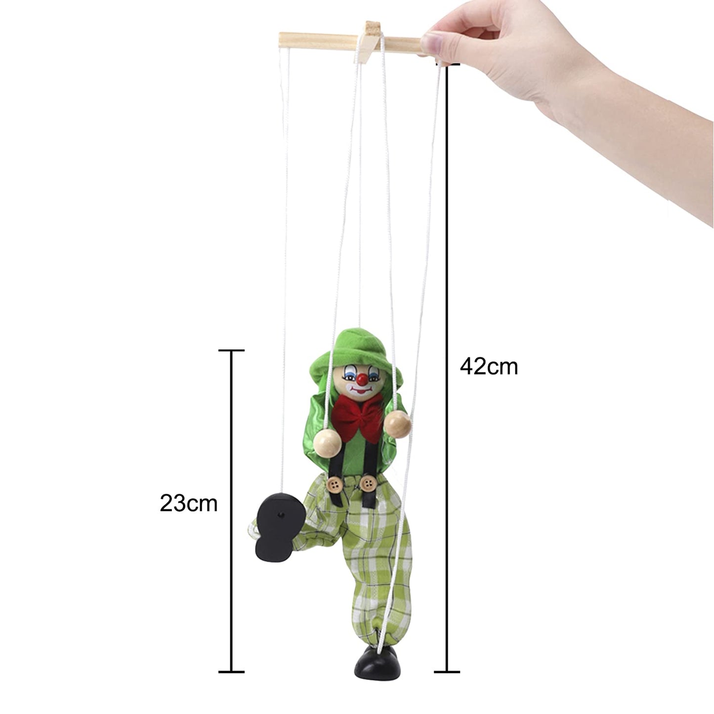 Bxt Hand Puppet Clown Wood Marionette Toys Pull Strings Puppet Doll Movable Hands And Feet,Xmas Parent-Child Interactive Fun Toys Gift