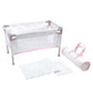 Jc Toys - Berenguer Boutique | Travel Folding Crib - Playpen With Accessories | Pink Floral Collection | For Dolls Up To 18'' | 
