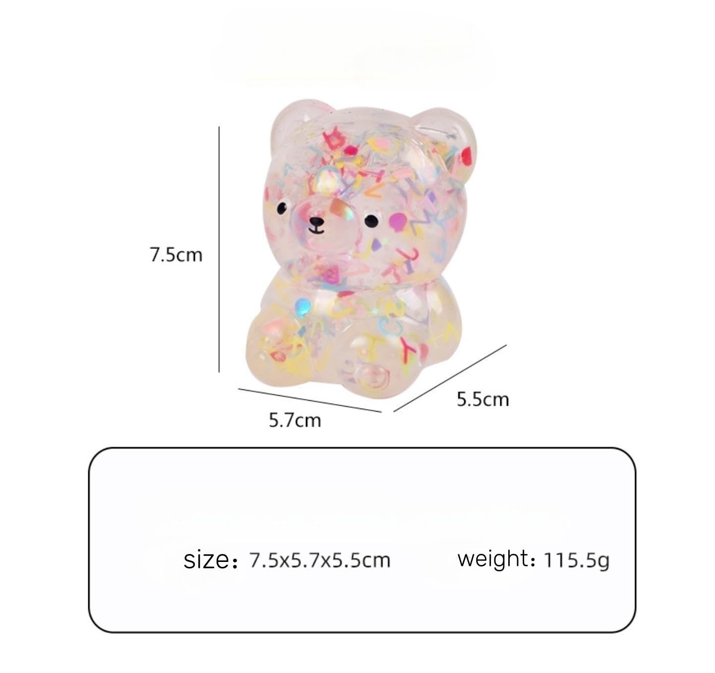 Dhjrefhhd 1Pccs Squeeze Toys Letter Sequins Candy-Bear Stress Relief Toy Hand Fidget Sensory Office Desk Squishy Toy (Light Pink