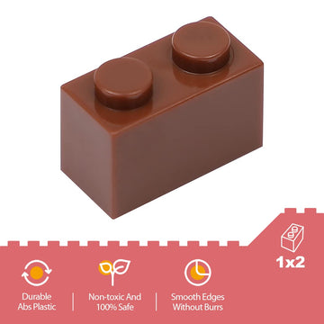 Unirolic Classic Building Bricks Set, 100 Piece 1X2 Basic Building Blocks Stem Creative Building Toys Compatible With All Major Brands(Brown)