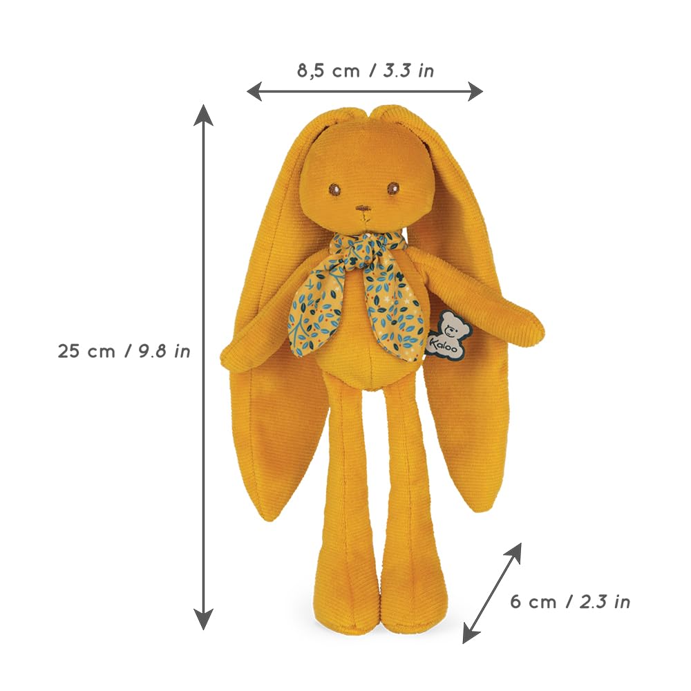 Kaloo Lapinoo Corduroy Rabbit for Babies - Small, Ochre, Machine Washable, Heirloom Quality, Model K969943