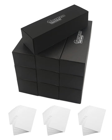 Fageverld Trading Card Storage Box With Dividers, 10 Count Cardboard Collector Boxes For Sports Baseball Mtg, Black