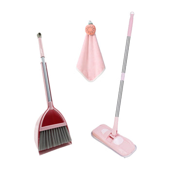 Bsmstone Kids Cleaning Set For Toddlers 4 Pcs Housekeeping Play Set Housekeeping Pretend Play Kit -Broom,Dustpan,Mop,Hand Towel 