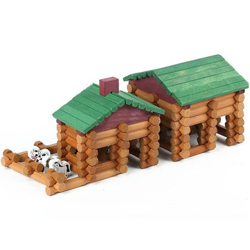 Wondertoys 170 Pieces Wood Logs Set Ages 3+, Classic Building Log Toys For Boy, Creative Construction Engineering Educational Gifts