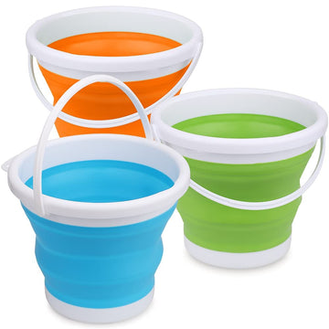 Silicone Beach Foldable Buckets Toys Halloween Bucket, 3L Jumbo Sand Pails Bucket Set with Mesh Bag, Swimming Pool Toys for Kids